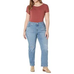 Levi's 724 Blue High Rise Slim Straight Leg Distressed Jeans Womens Plus Sz 20W